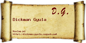 Dickman Gyula névjegykártya